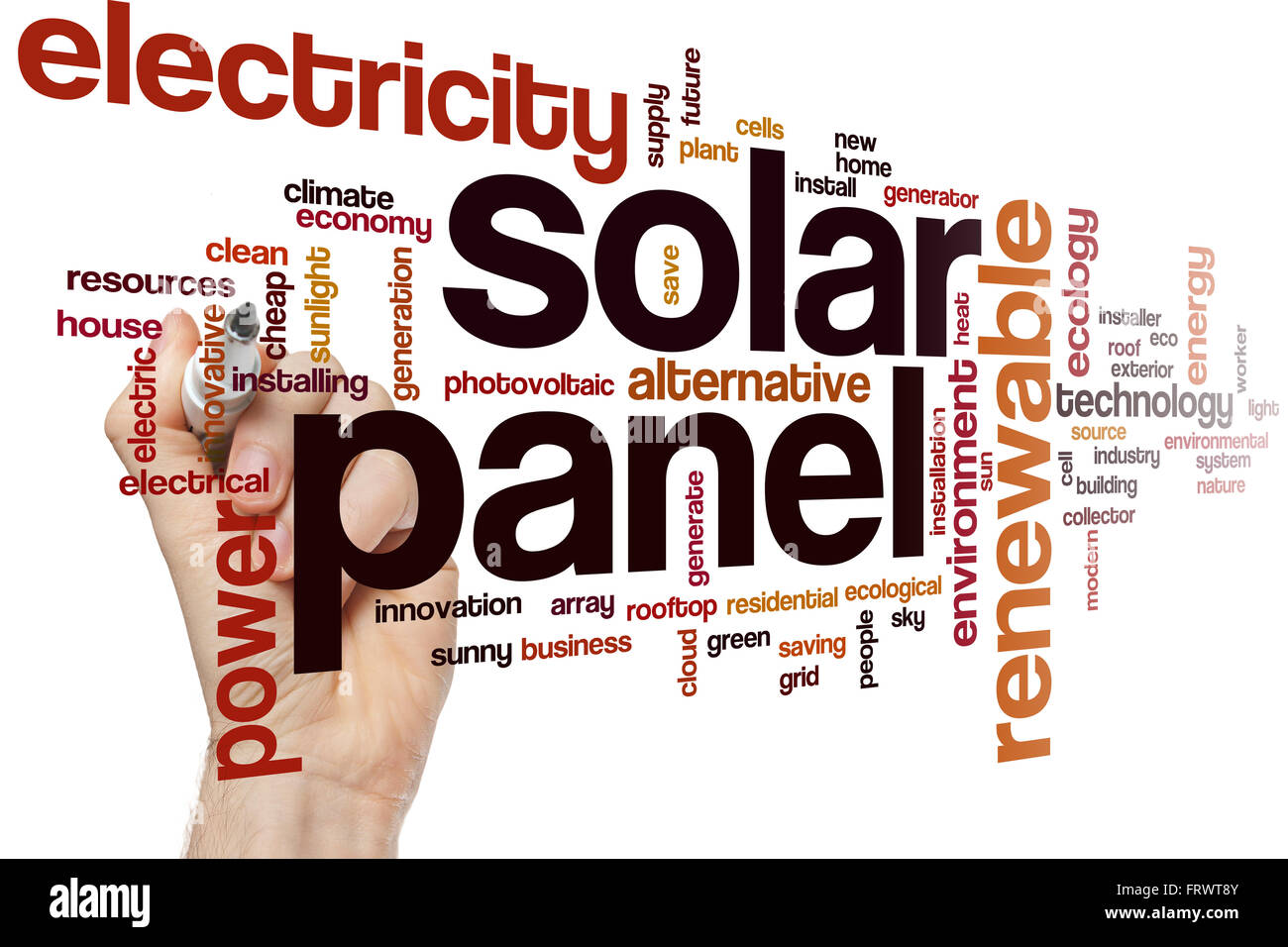 Solar panel word cloud concept with power energy related tags Stock Photo -  Alamy