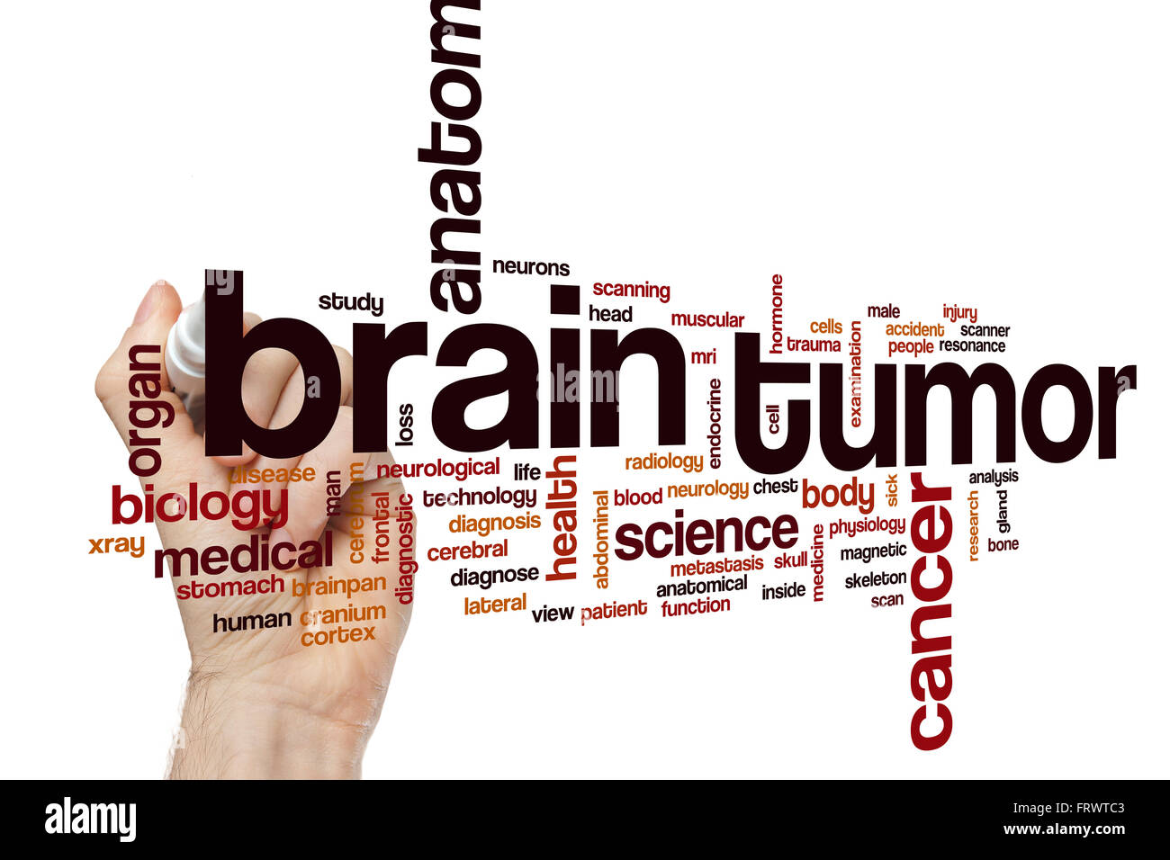 Brain tumor word cloud concept Stock Photo