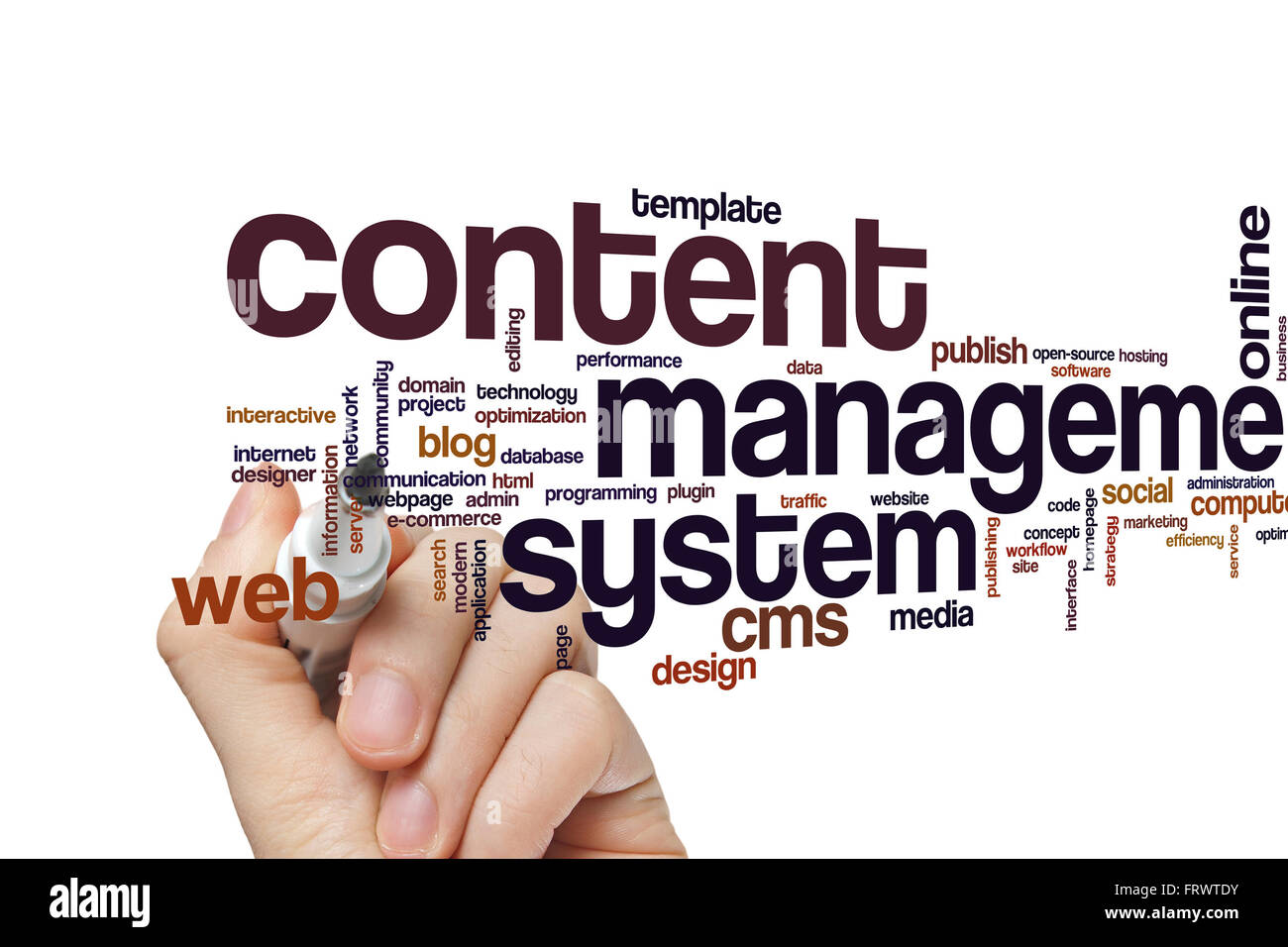 Content management system concept word cloud background Stock Photo