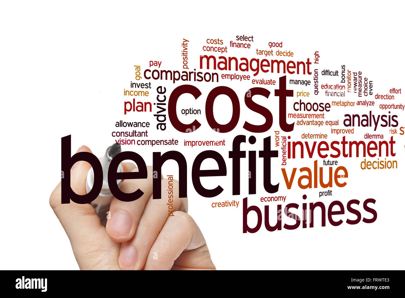 Cost benefit concept word cloud background Stock Photo