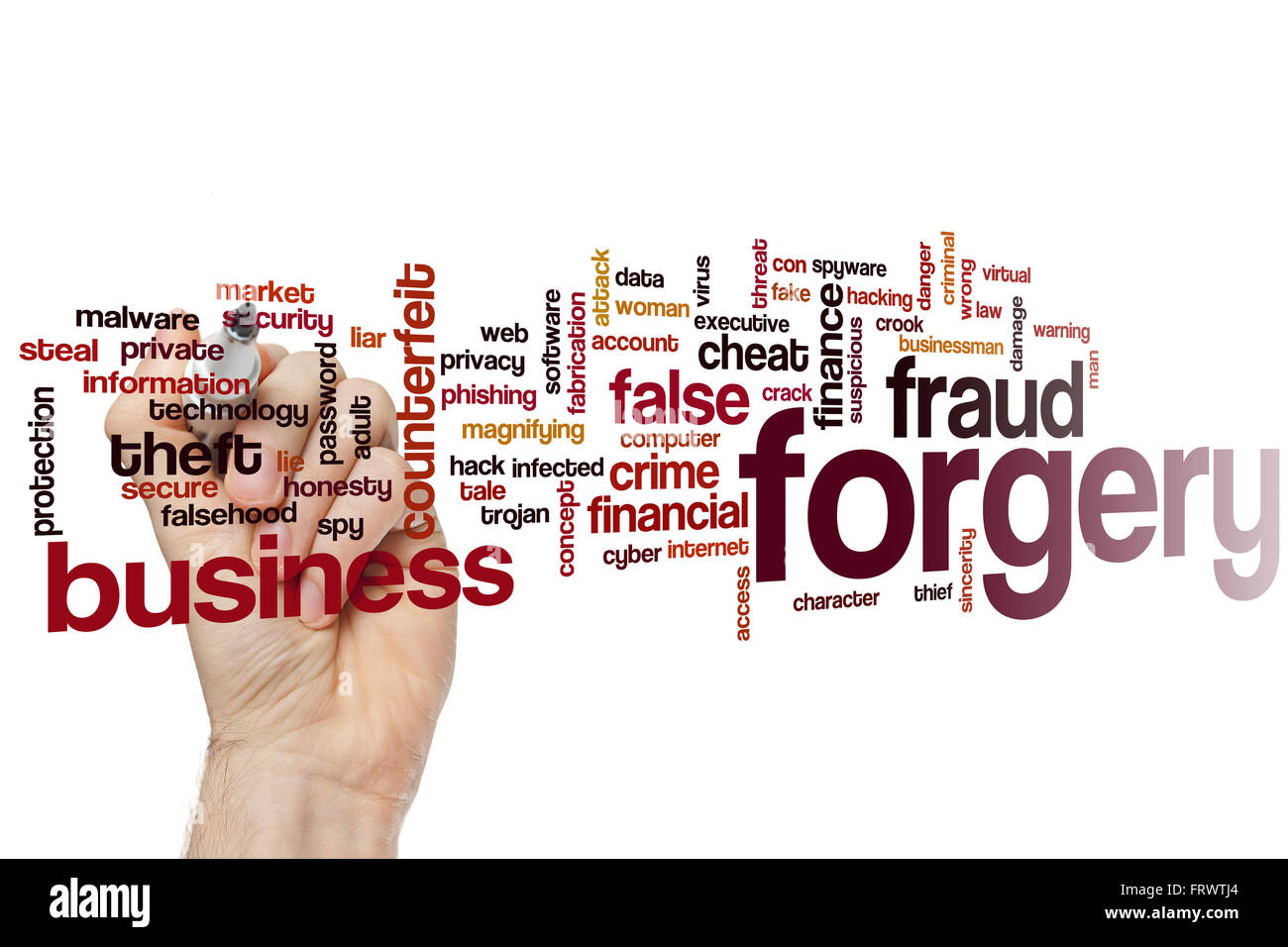 Forgery word cloud concept with fraud false related tags Stock Photo ...