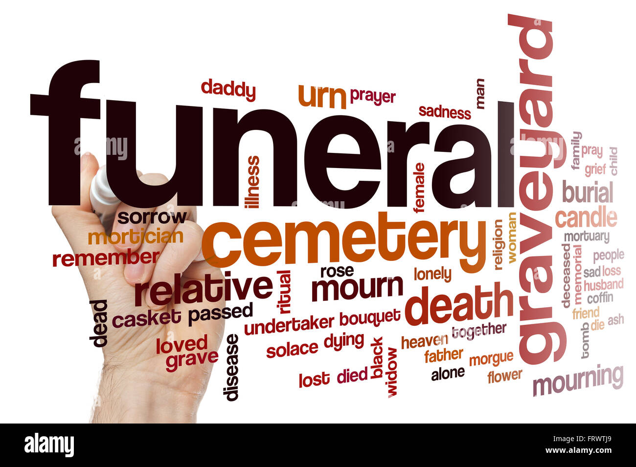 Funeral word cloud concept Stock Photo