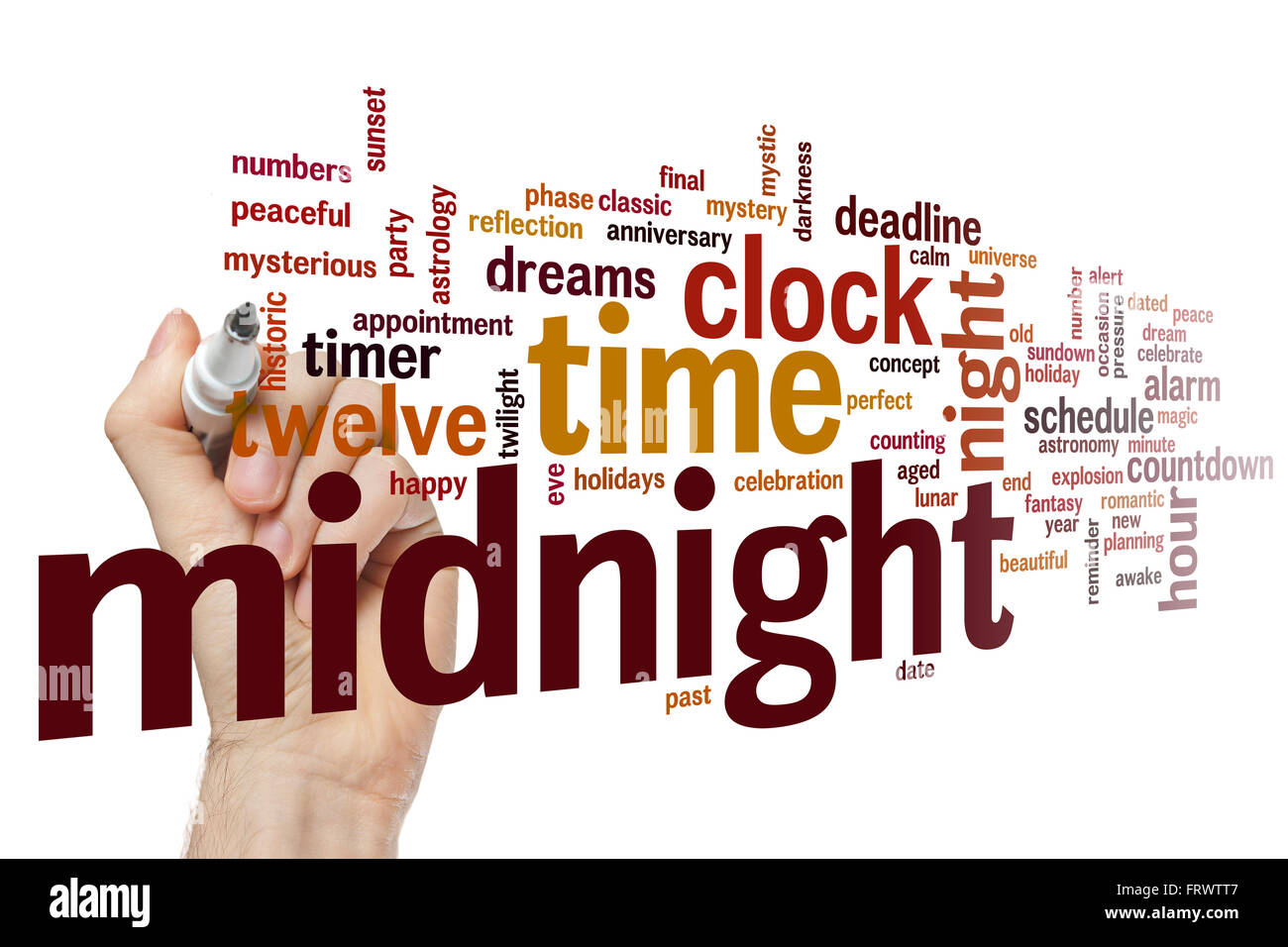Midnight concept word cloud background Stock Photo Alamy