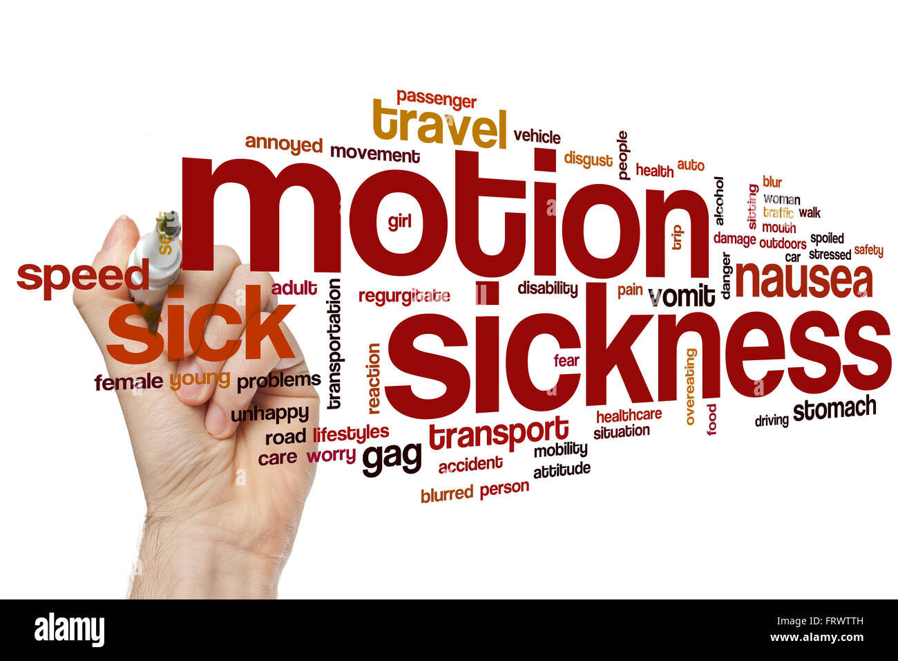 Motion sickness word cloud concept Stock Photo