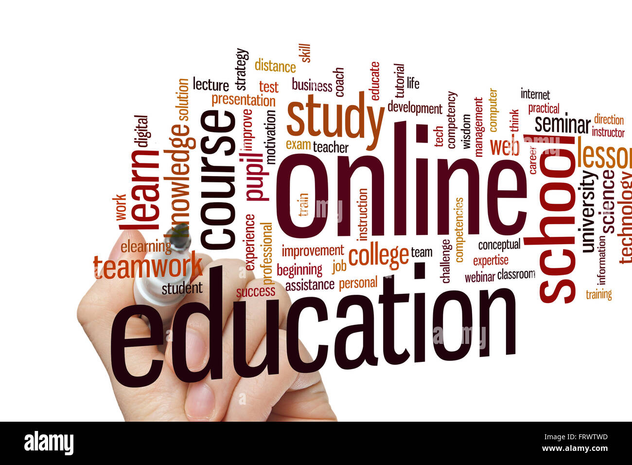 Online education concept word cloud background Stock Photo - Alamy