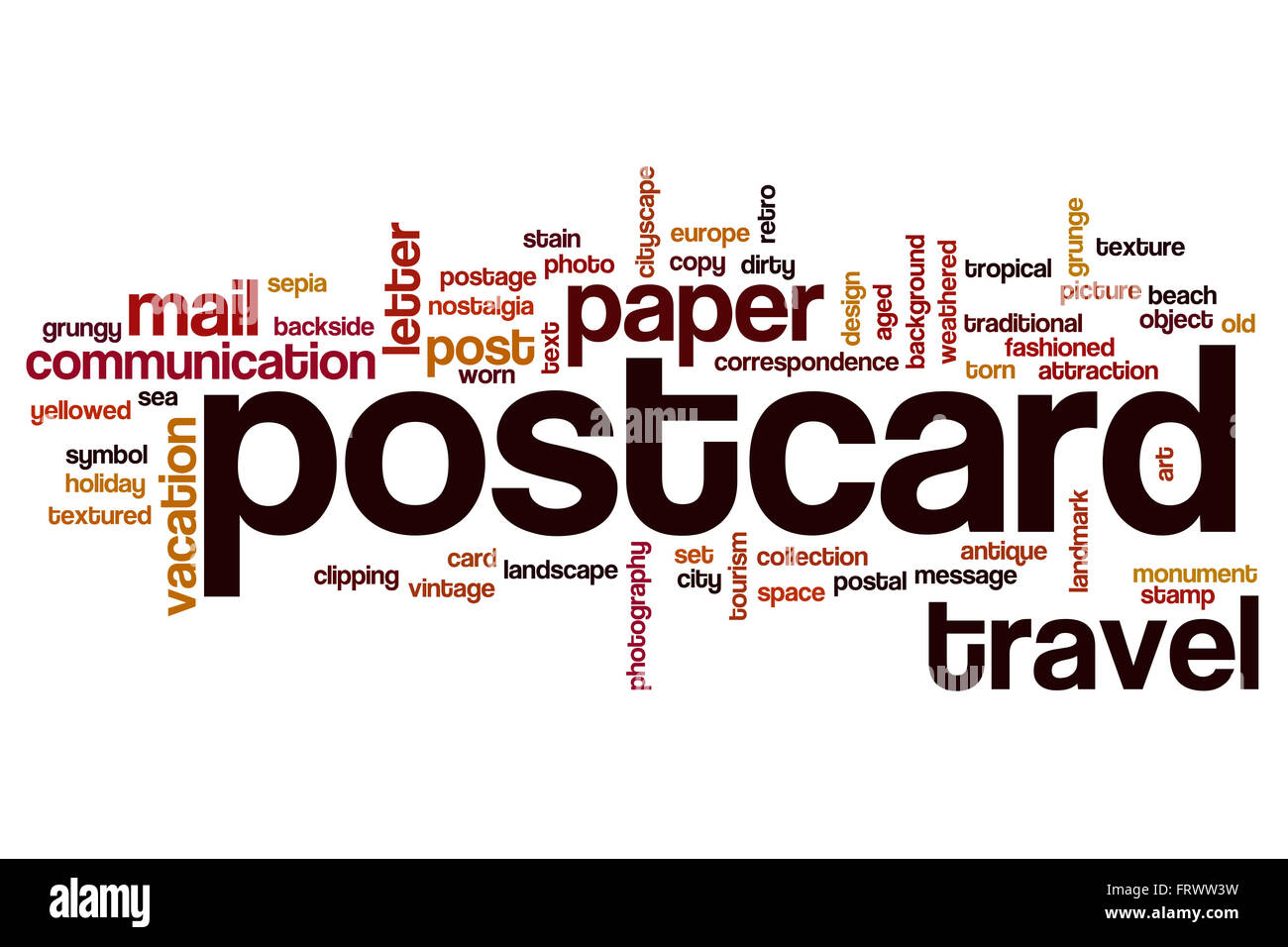 Postcard word cloud Stock Photo Alamy