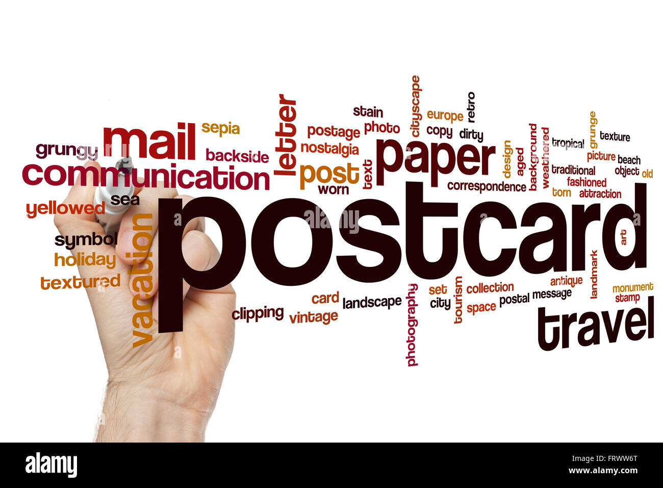 Postcard word cloud Stock Photo Alamy
