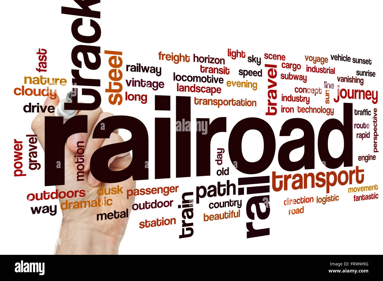 Railroad word cloud Stock Photo Alamy