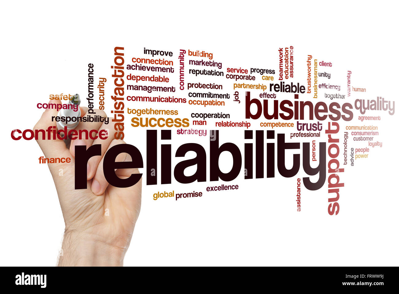 Reliability word cloud Stock Photo