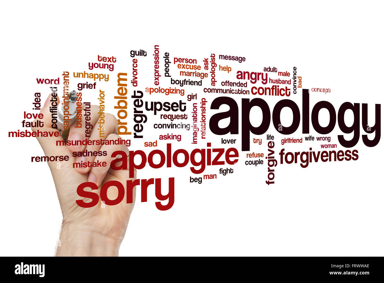 Apology word cloud Stock Photo - Alamy