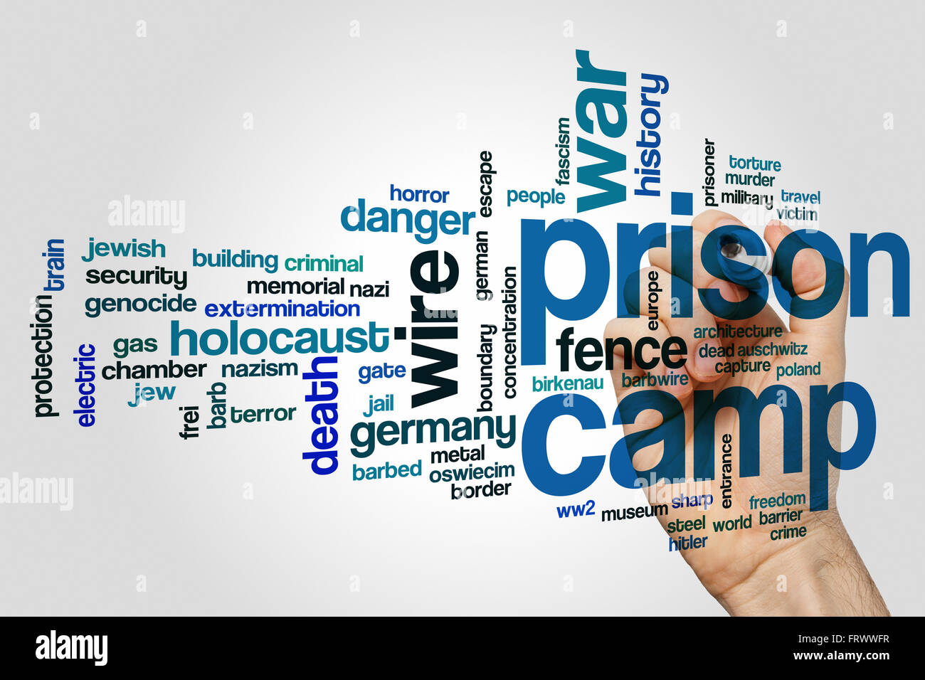 Prison camp word cloud Stock Photo