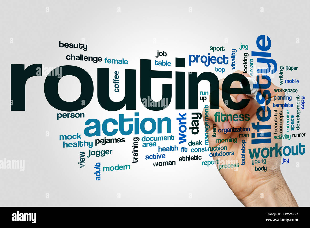 Routine word cloud Stock Photo