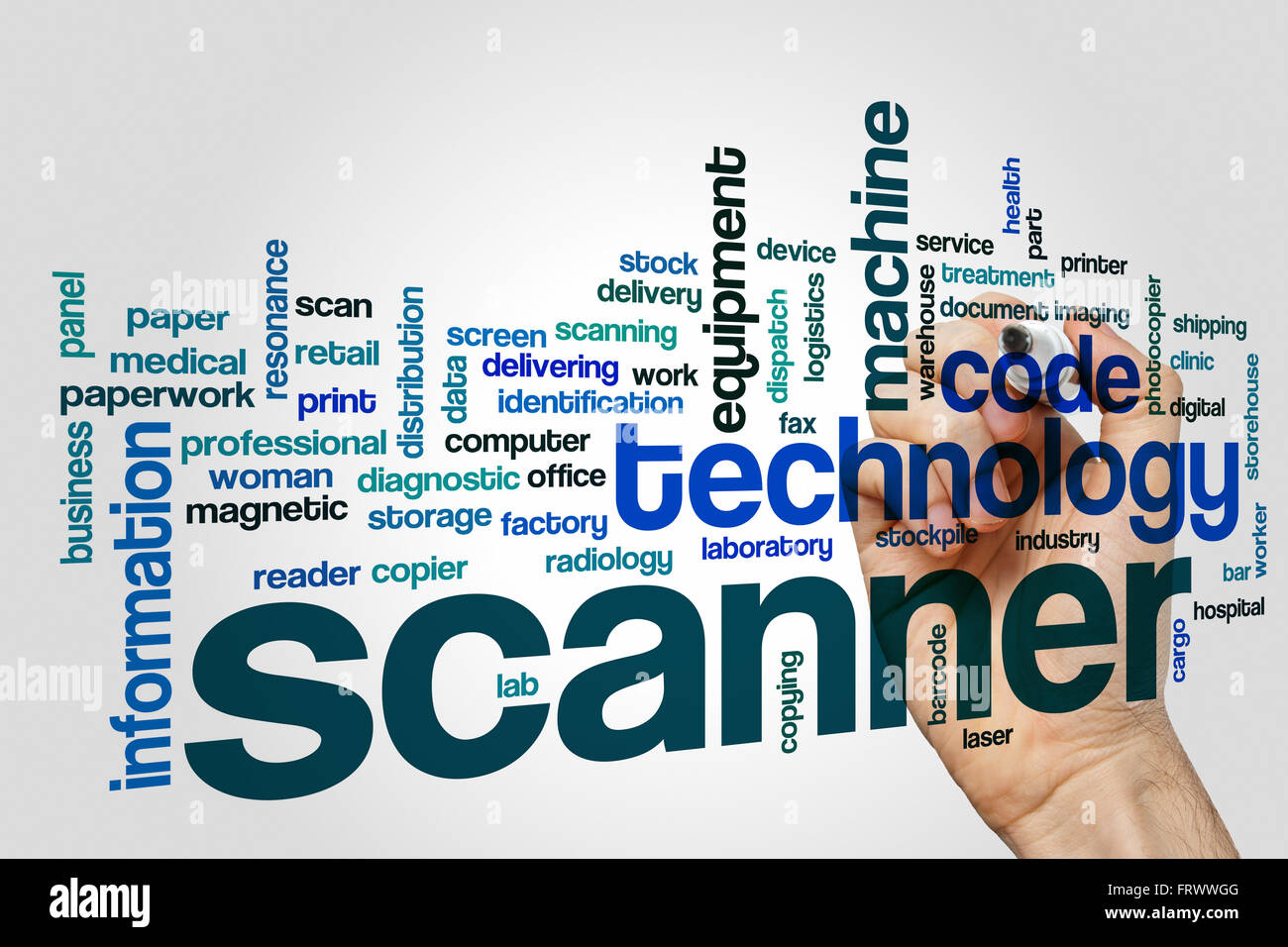 Scanner word cloud Stock Photo Alamy