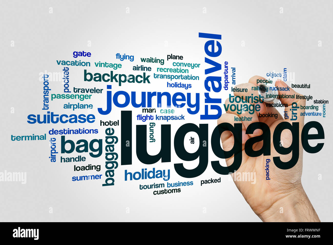 Luggage word cloud Stock Photo Alamy
