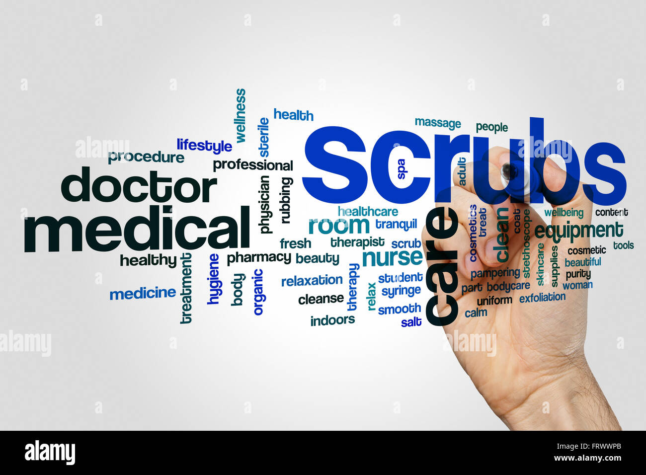 Scrubs word cloud Stock Photo Alamy