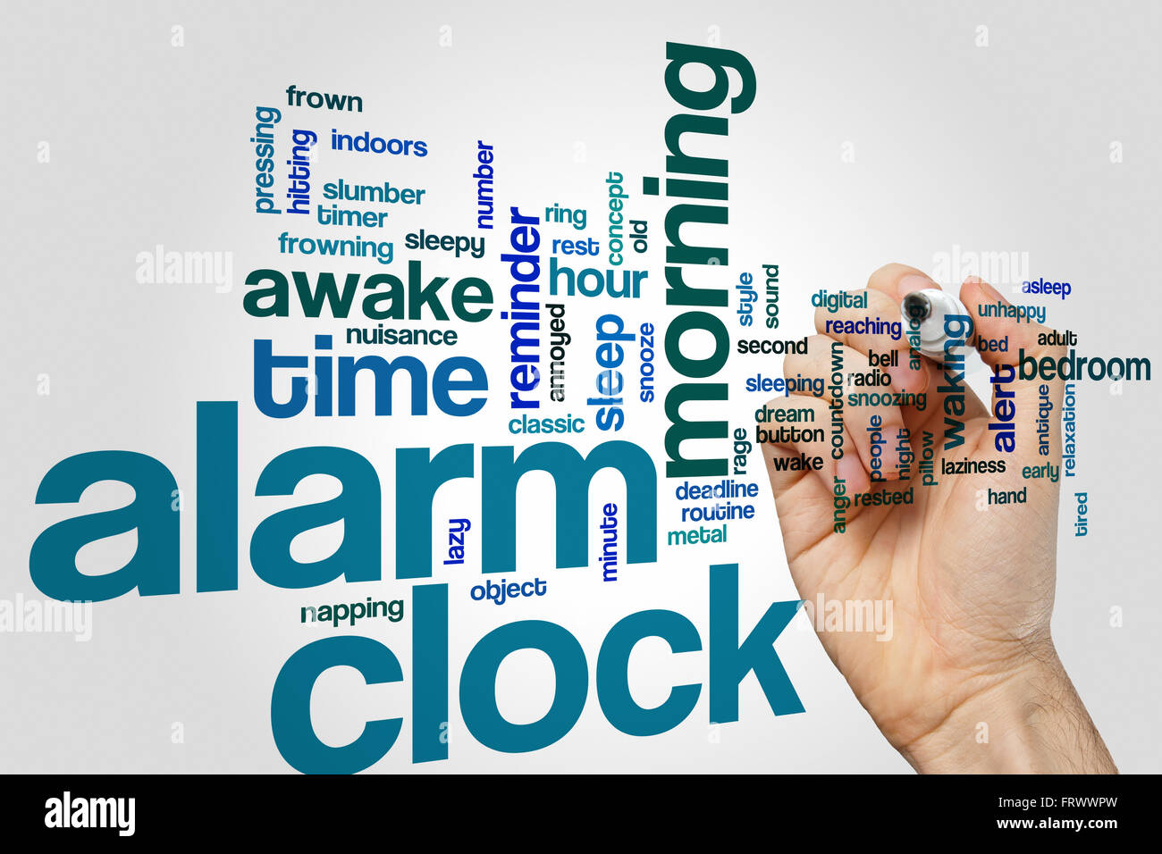 Alarm clock word cloud Stock Photo Alamy