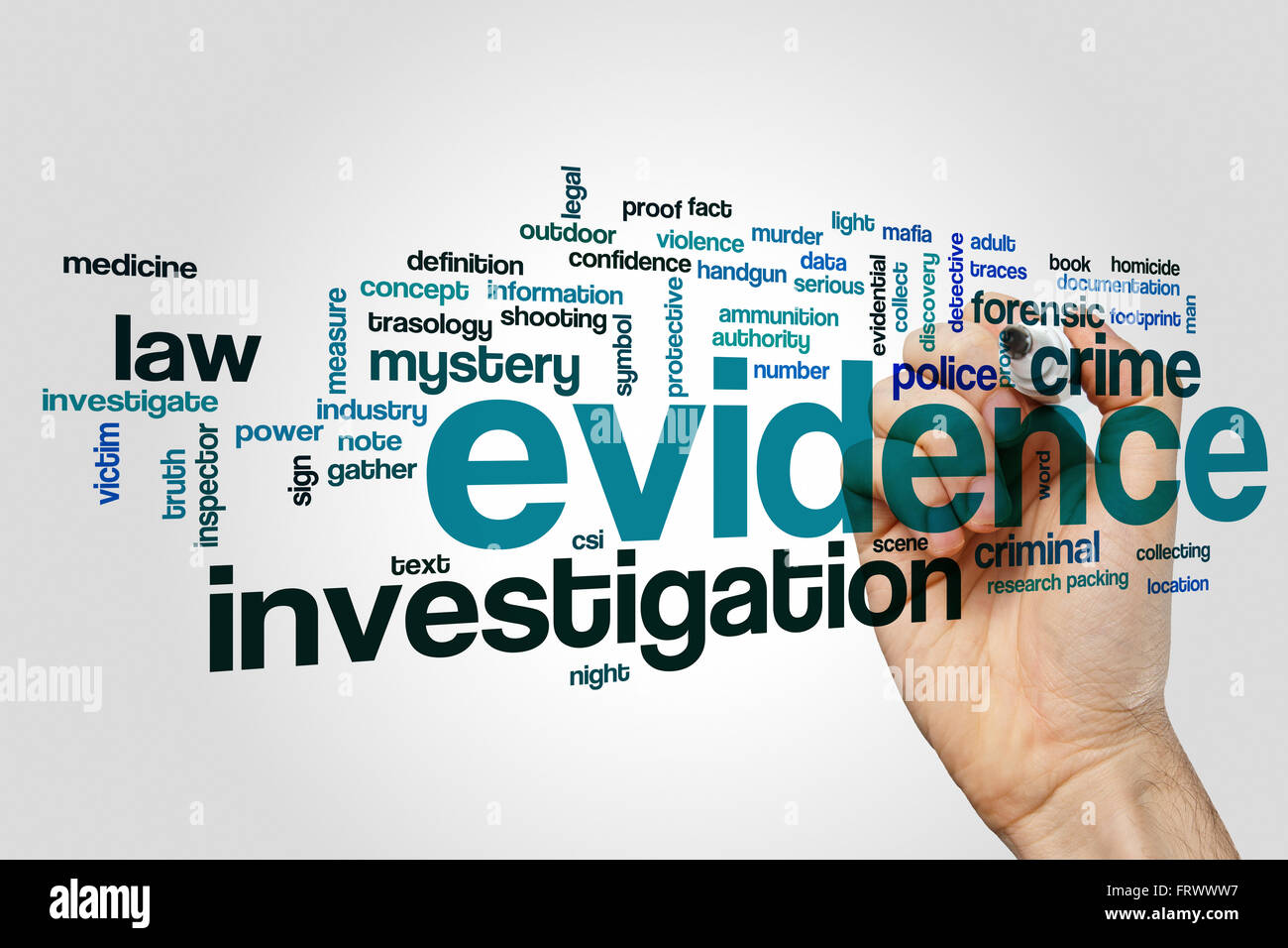 Evidence word cloud Stock Photo
