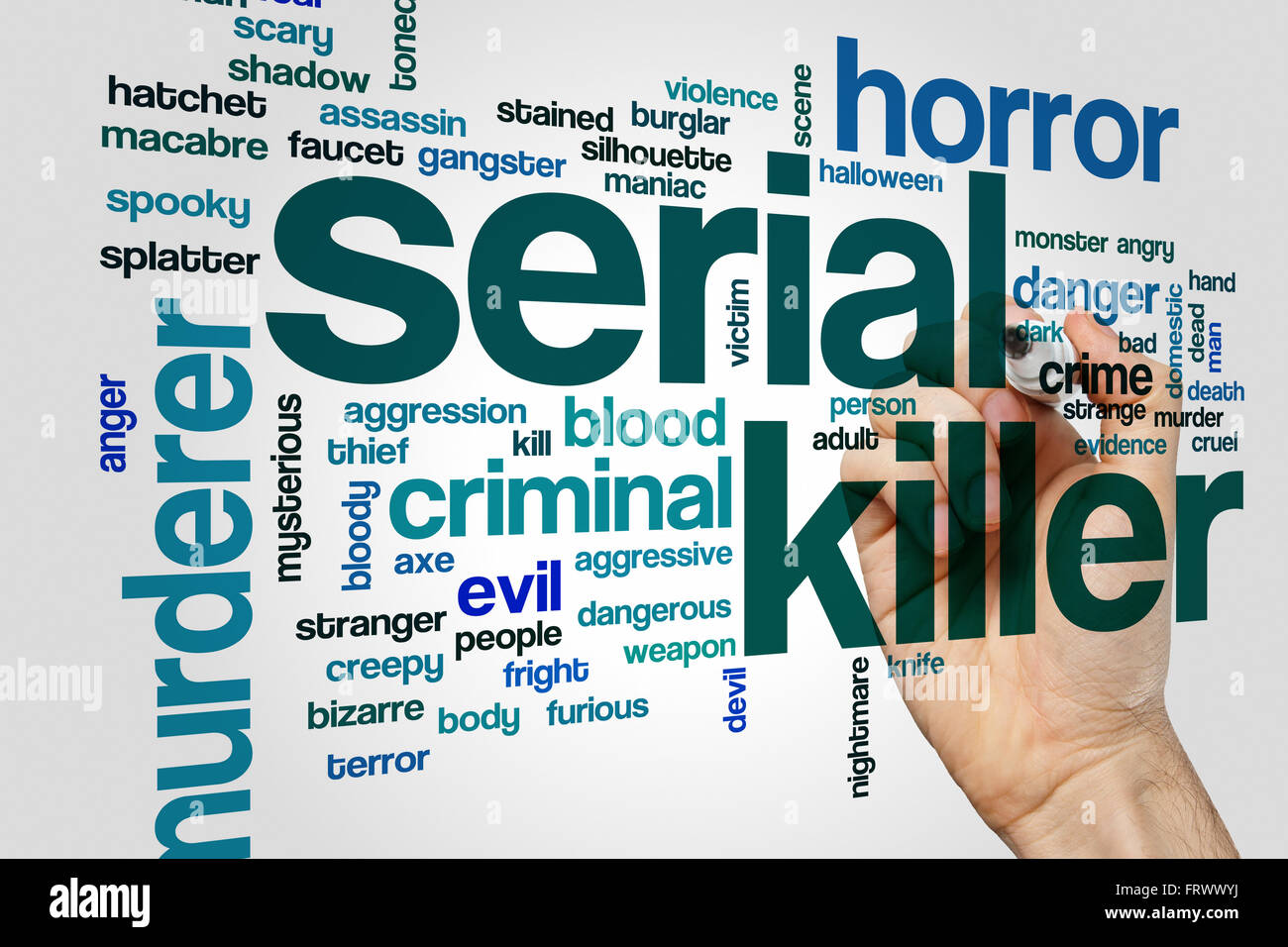 Serial killer word cloud Stock Photo