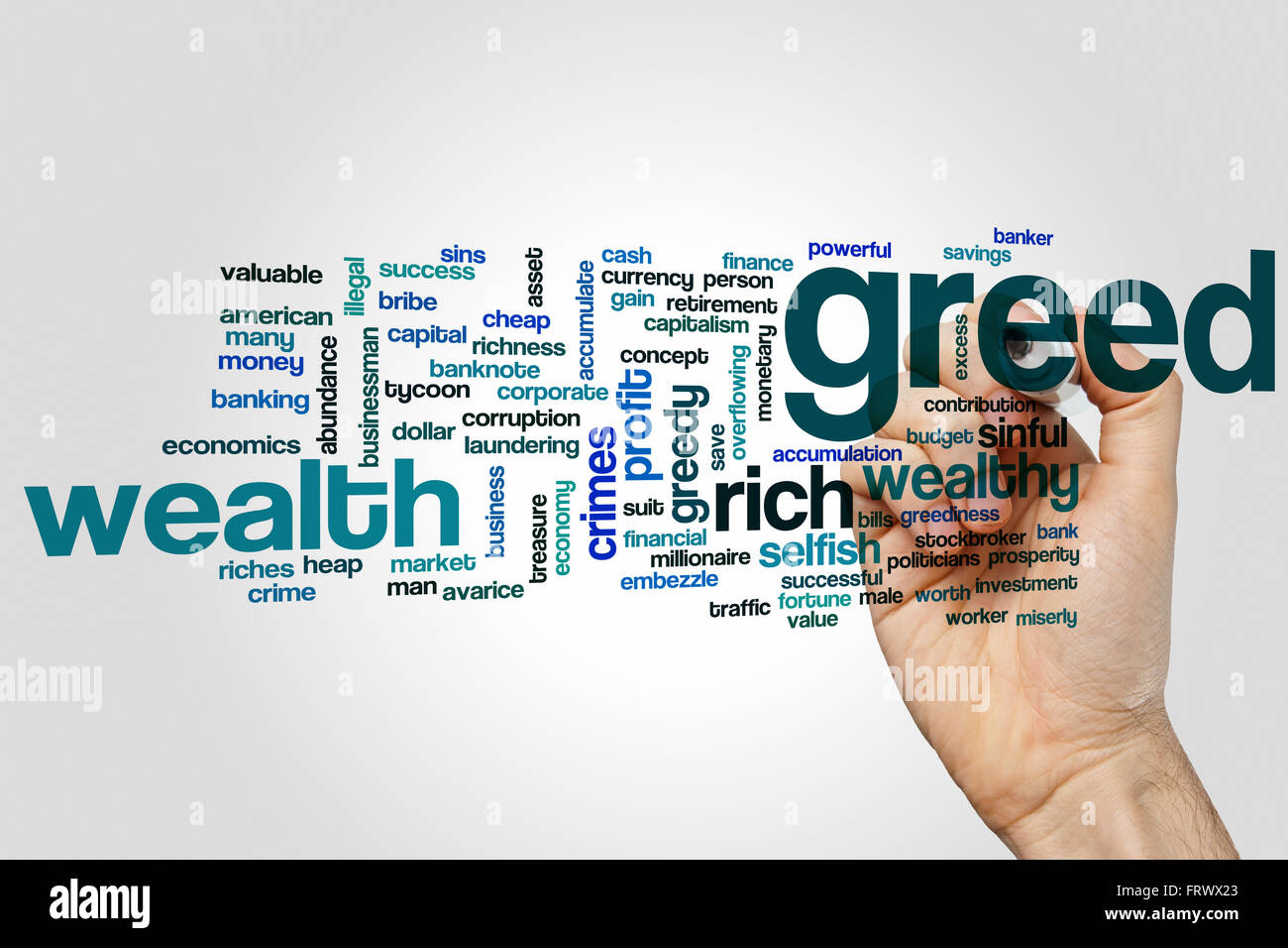 Greed word cloud concept Stock Photo