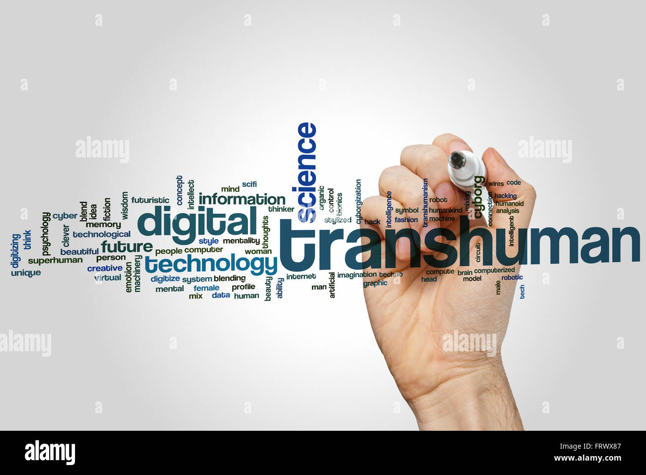 Transhuman word cloud concept Stock Photo