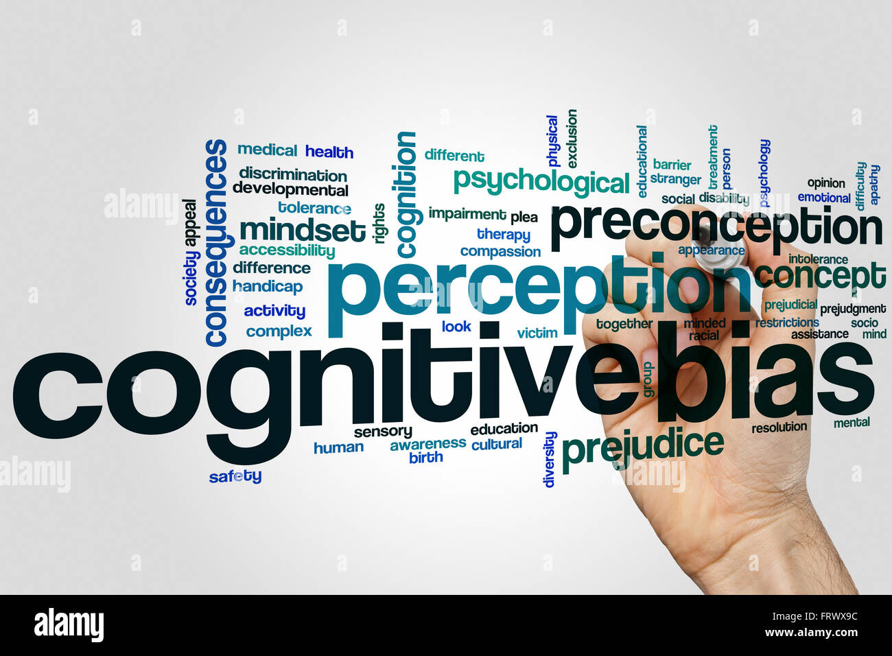 Cognitive bias concept word cloud background Stock Photo