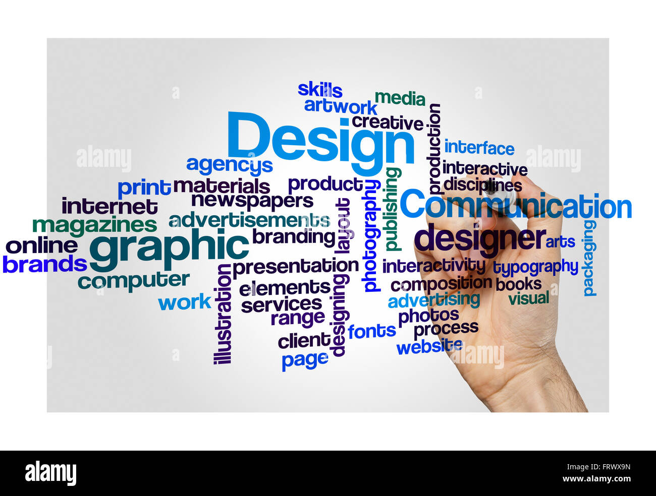 graphic design concept word cloud on white Stock Photo