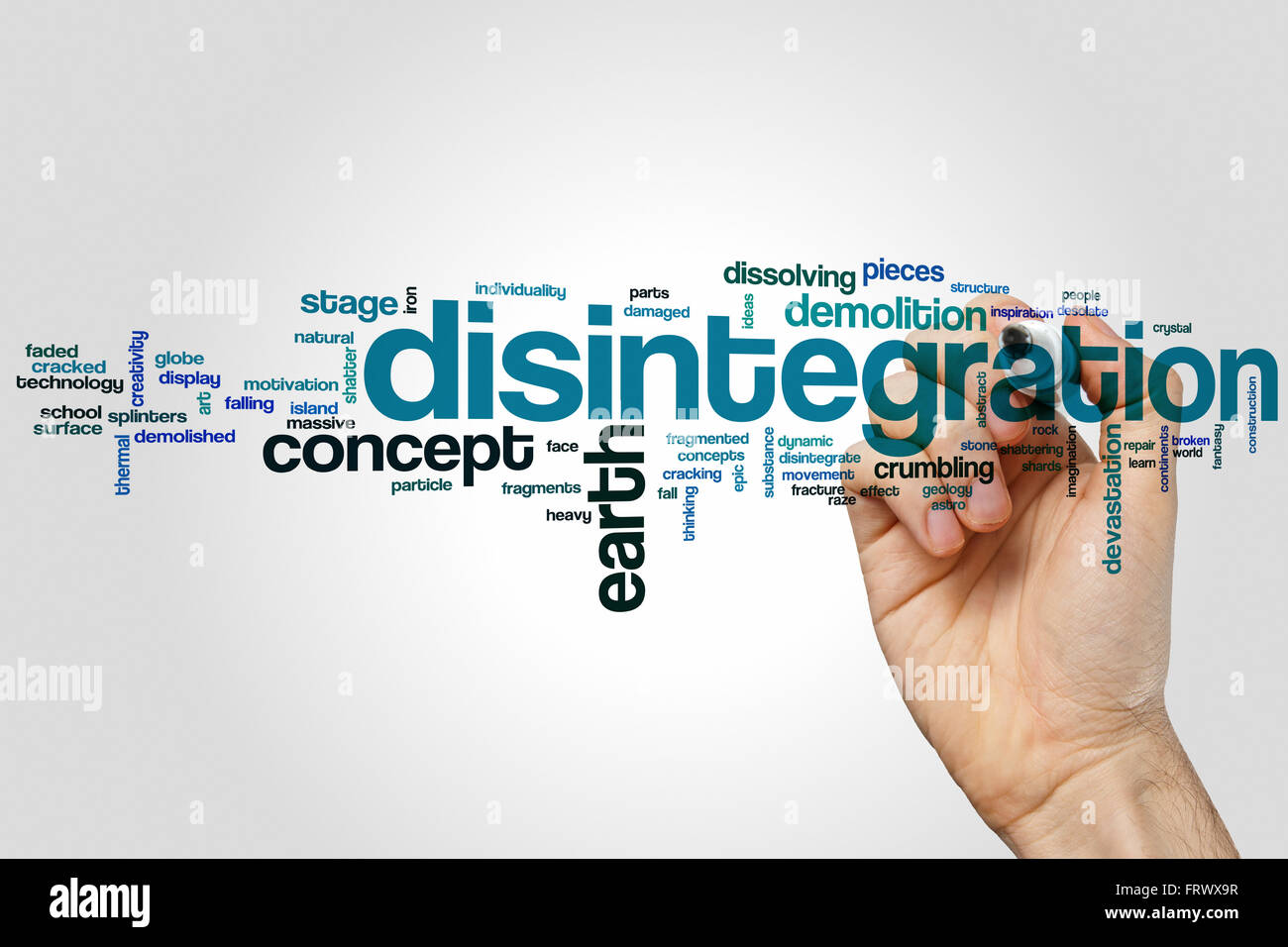 Disintegration word cloud concept Stock Photo