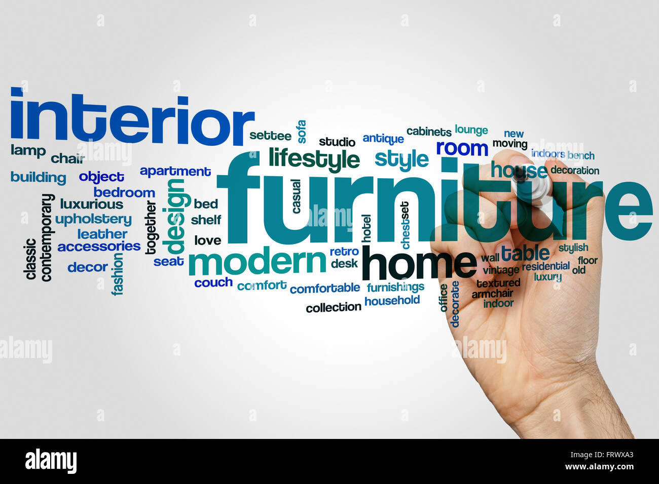 Furniture word cloud concept Stock Photo Alamy