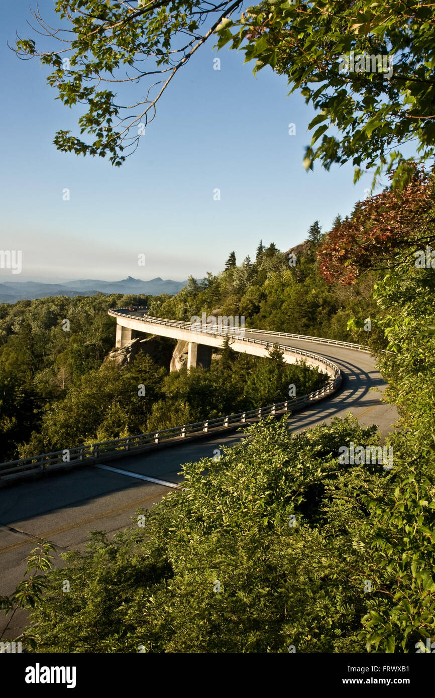 Linn Cove Viaduct on the Blue Ridge Parkway in North Carolina's Blue
