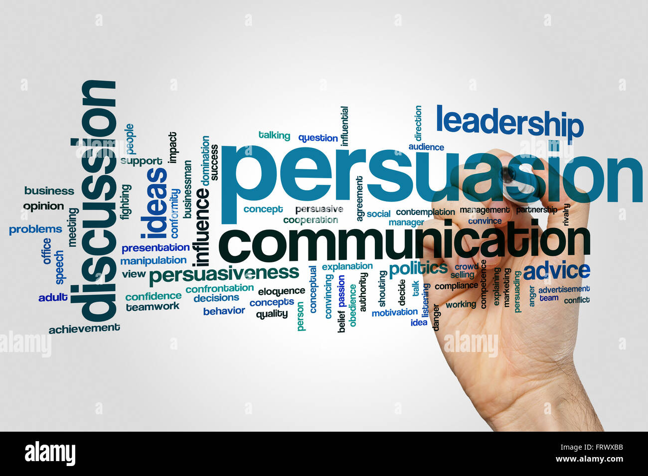 Persuasion concept word cloud background Stock Photo - Alamy