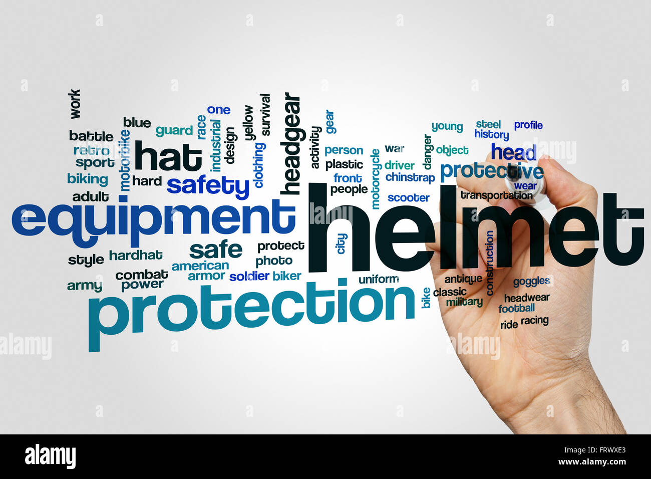 Helmet word cloud concept Stock Photo Alamy