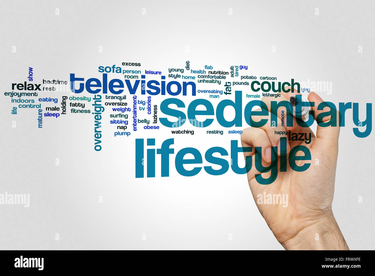 Sedentary lifestyle word cloud concept Stock Photo