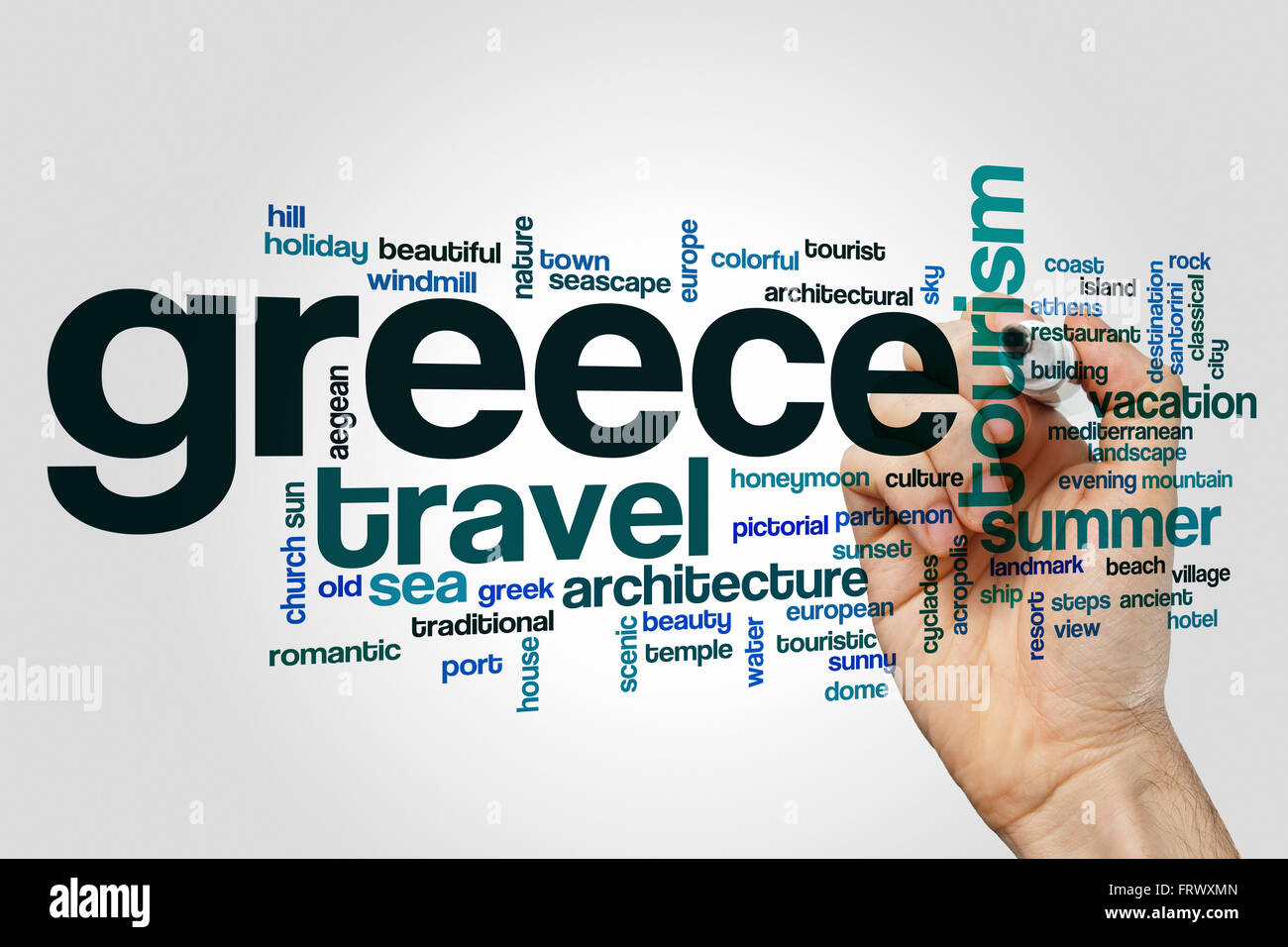 Greece word cloud Stock Photo Alamy