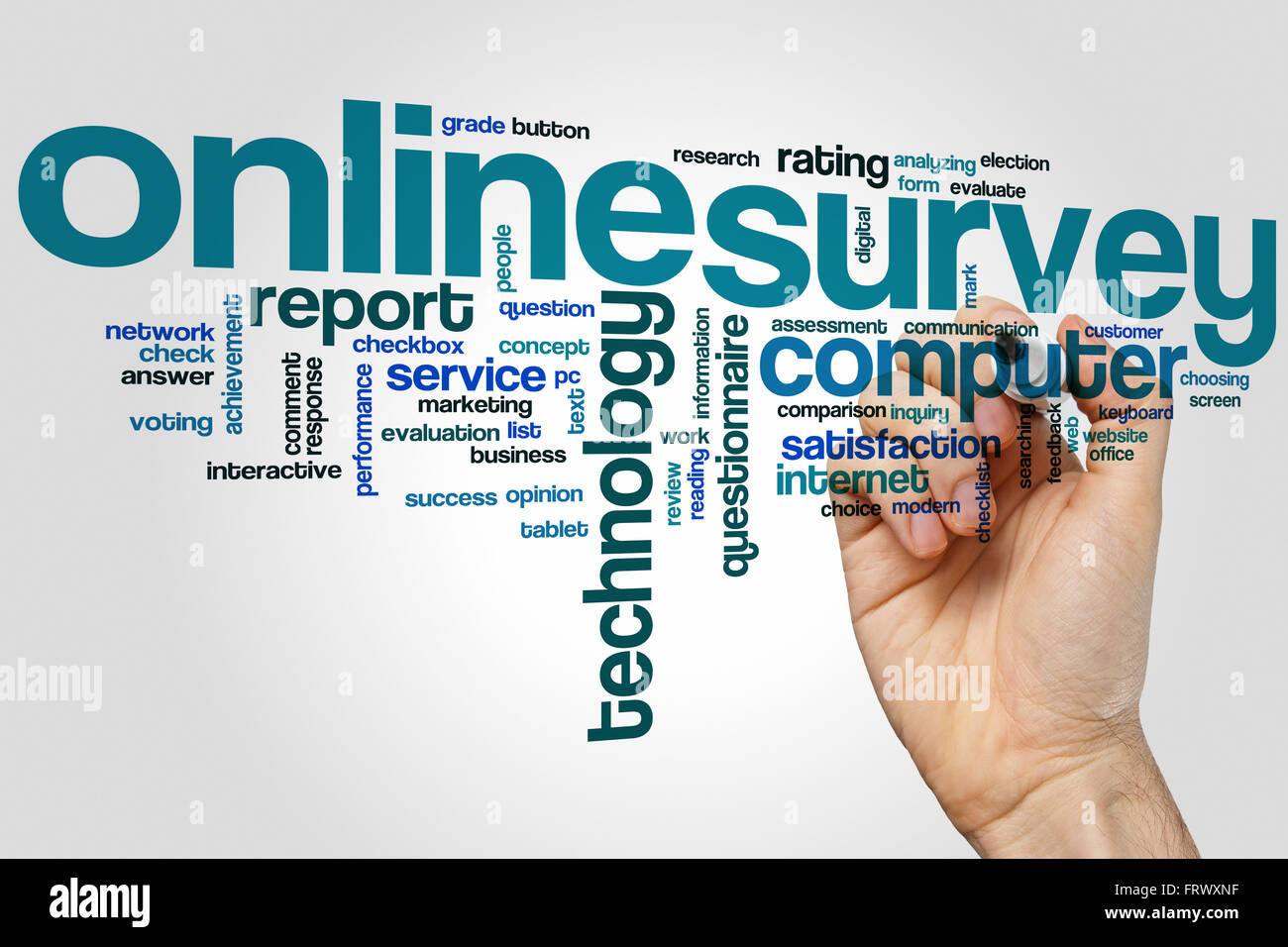 Online survey word cloud concept Stock Photo