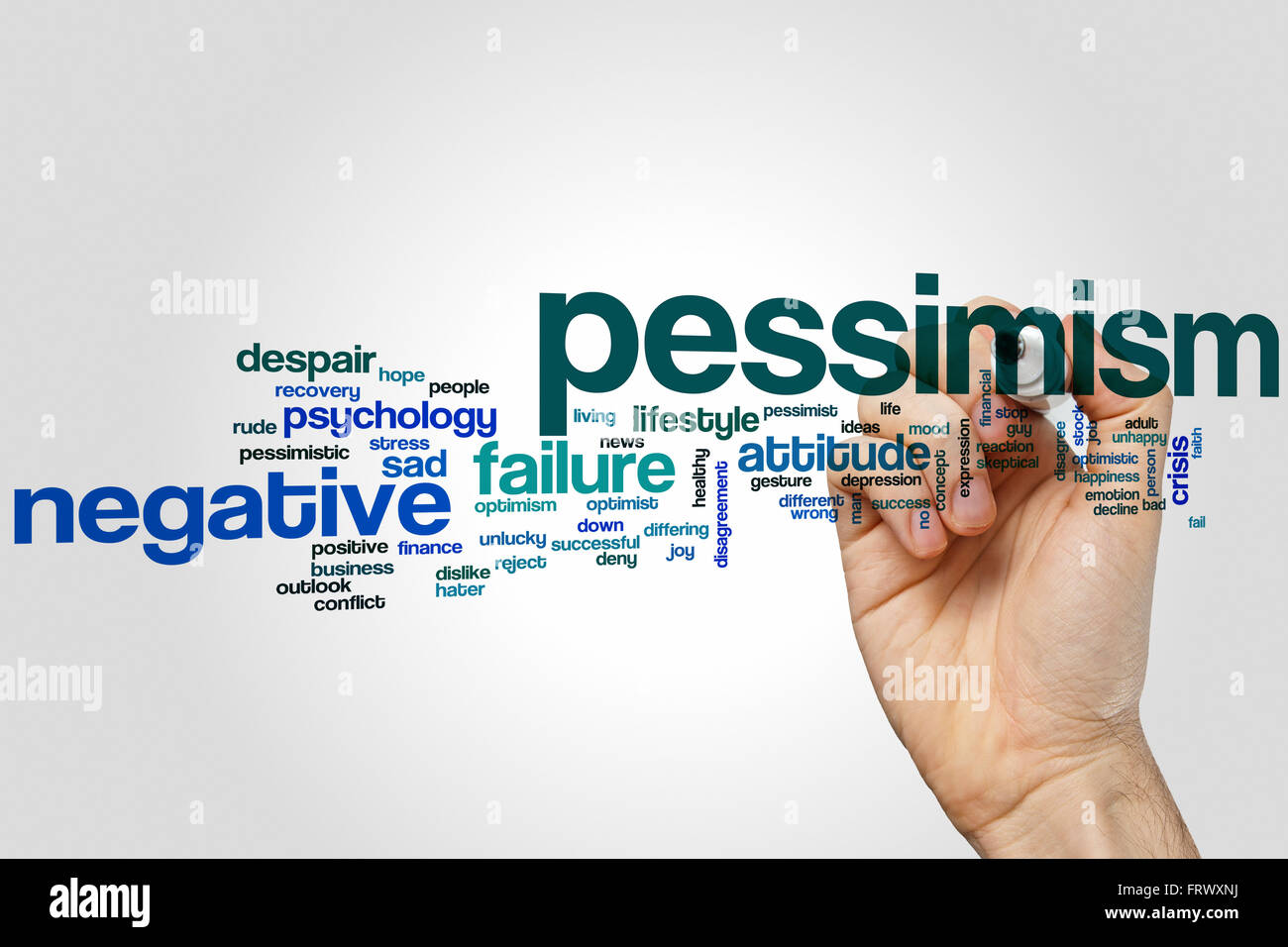 Pessimism word cloud concept with negative attitude related tags Stock Photo