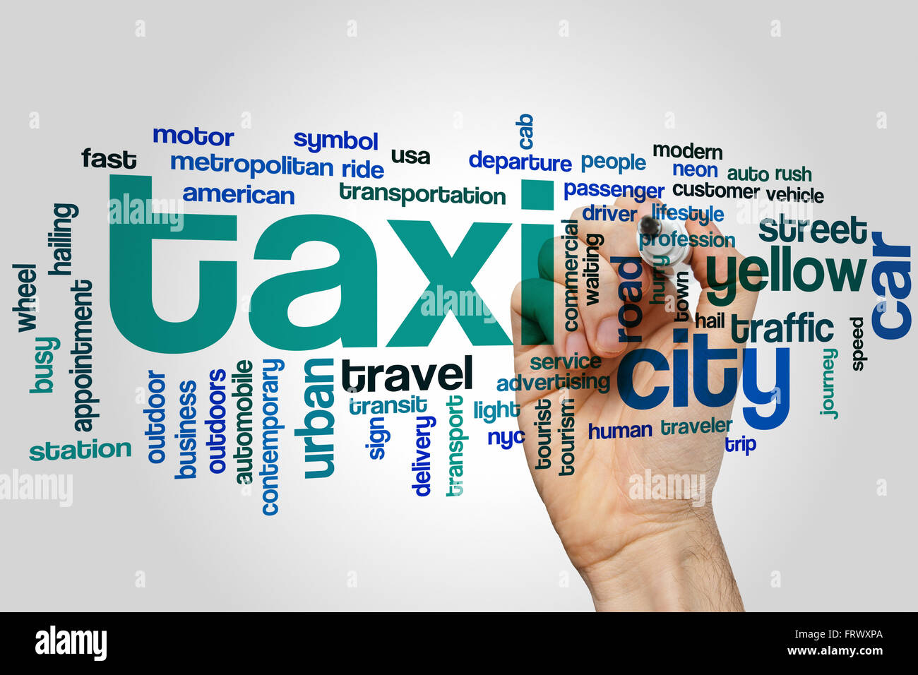 Taxi word cloud concept Stock Photo Alamy