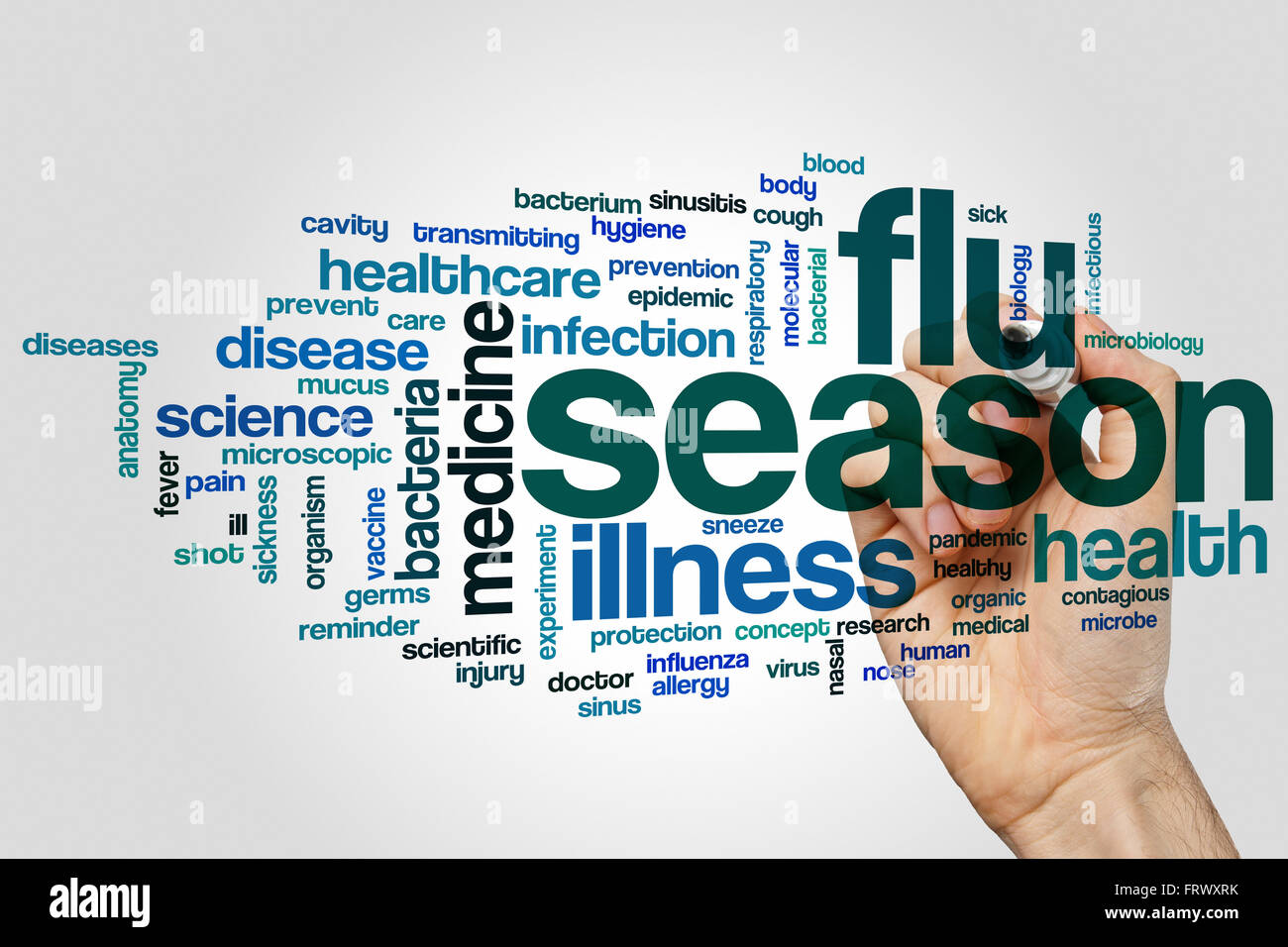 Flu season word cloud concept Stock Photo