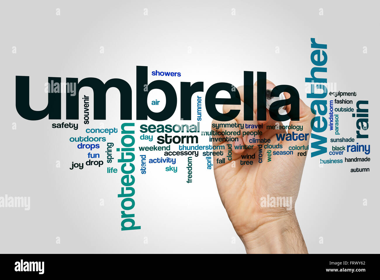 Umbrella word cloud Stock Photo Alamy