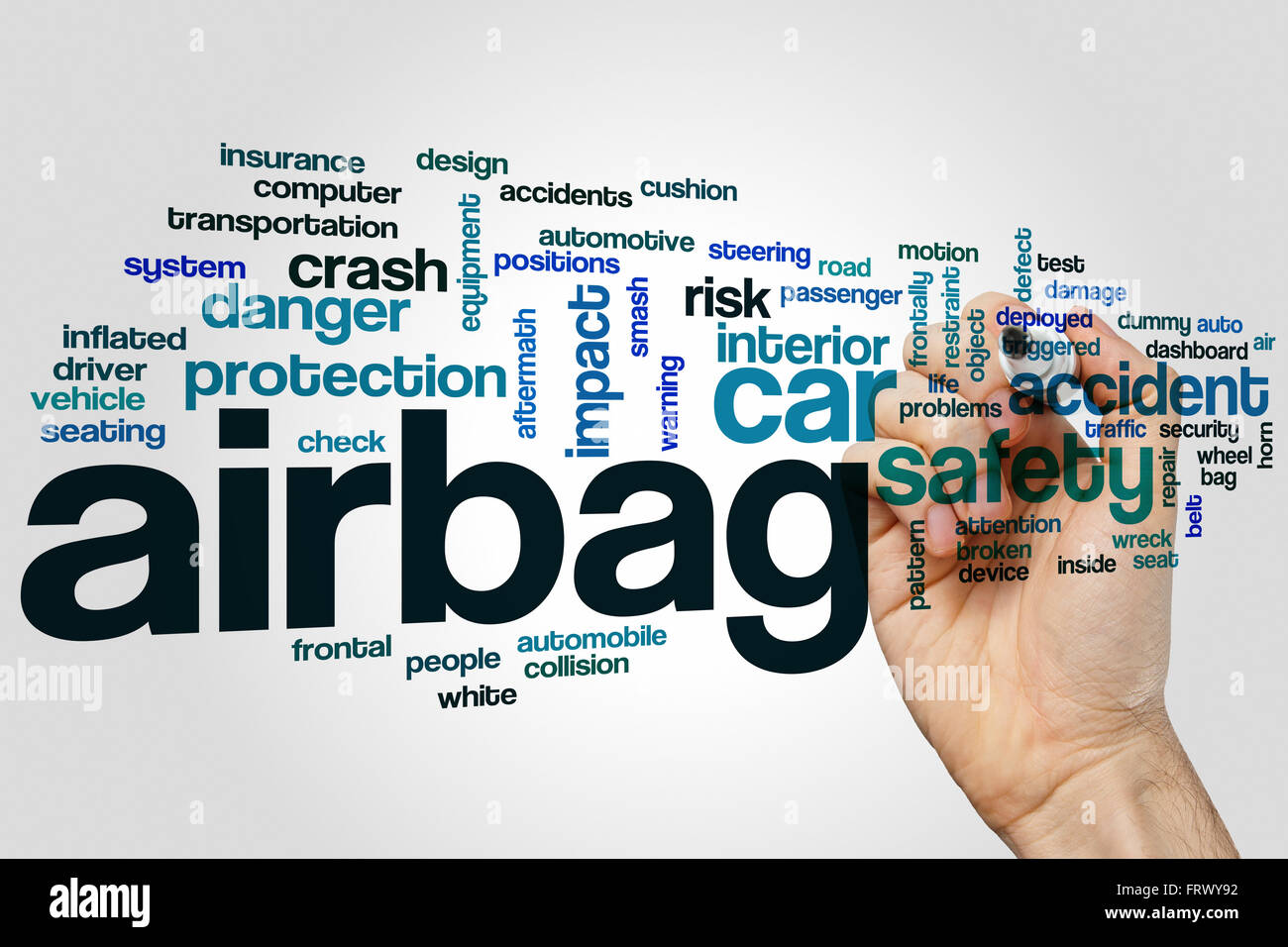 Airbag word cloud concept with car safety related tags Stock Photo Alamy