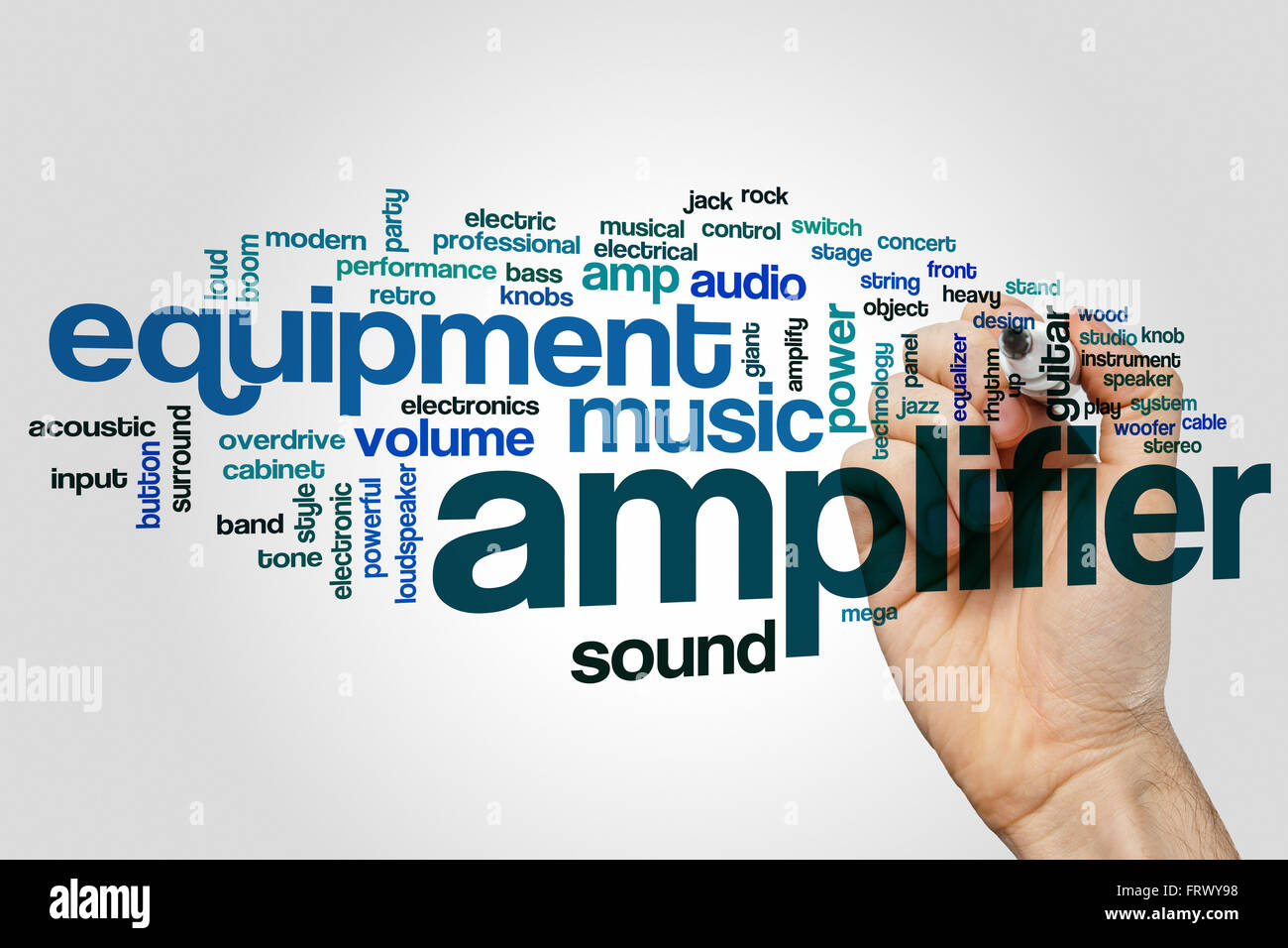 Amplifier word cloud concept Stock Photo Alamy