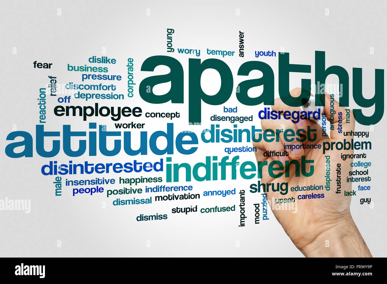 Apathy word cloud concept with indifferent disinterest related tags Stock Photo