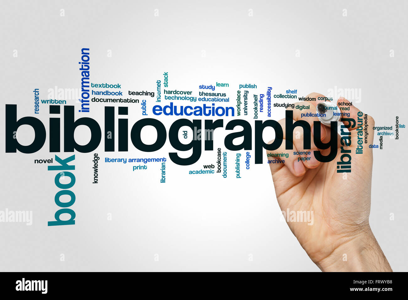 Bibliography concept word cloud background Stock Photo Alamy