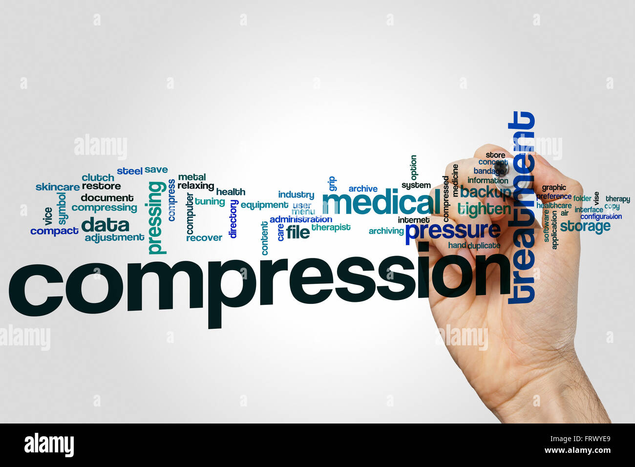 Compression word cloud concept Stock Photo Alamy