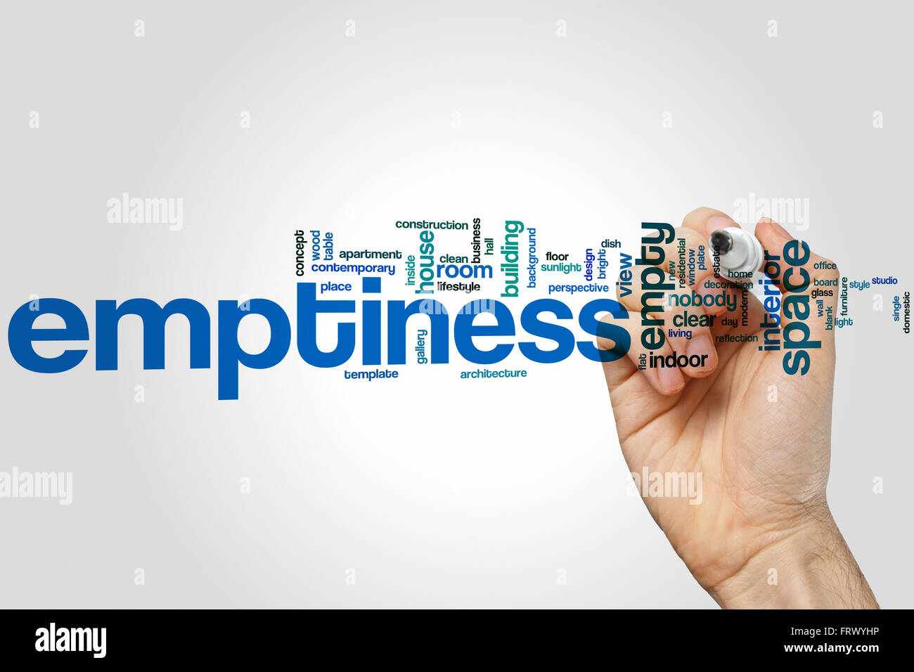 Emptiness word cloud concept with space empty related tags Stock Photo