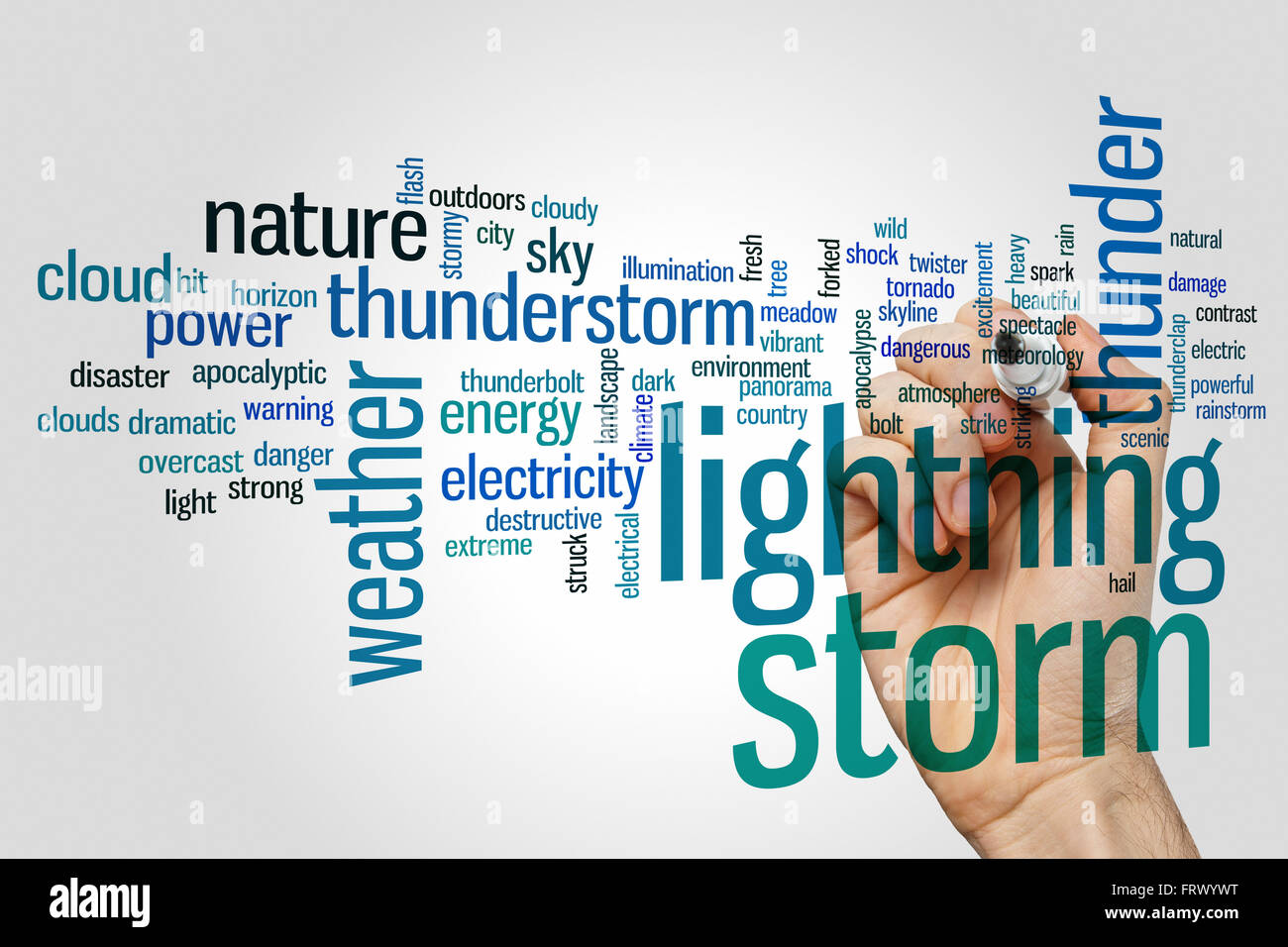 Lightning storm concept word cloud background Stock Photo Alamy