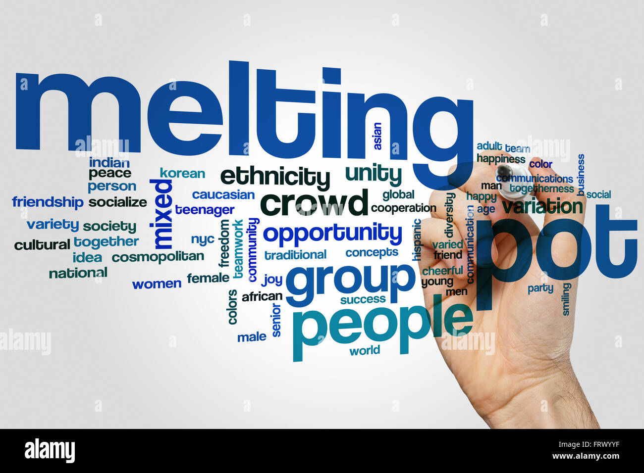 Melting pot word cloud concept Stock Photo Alamy