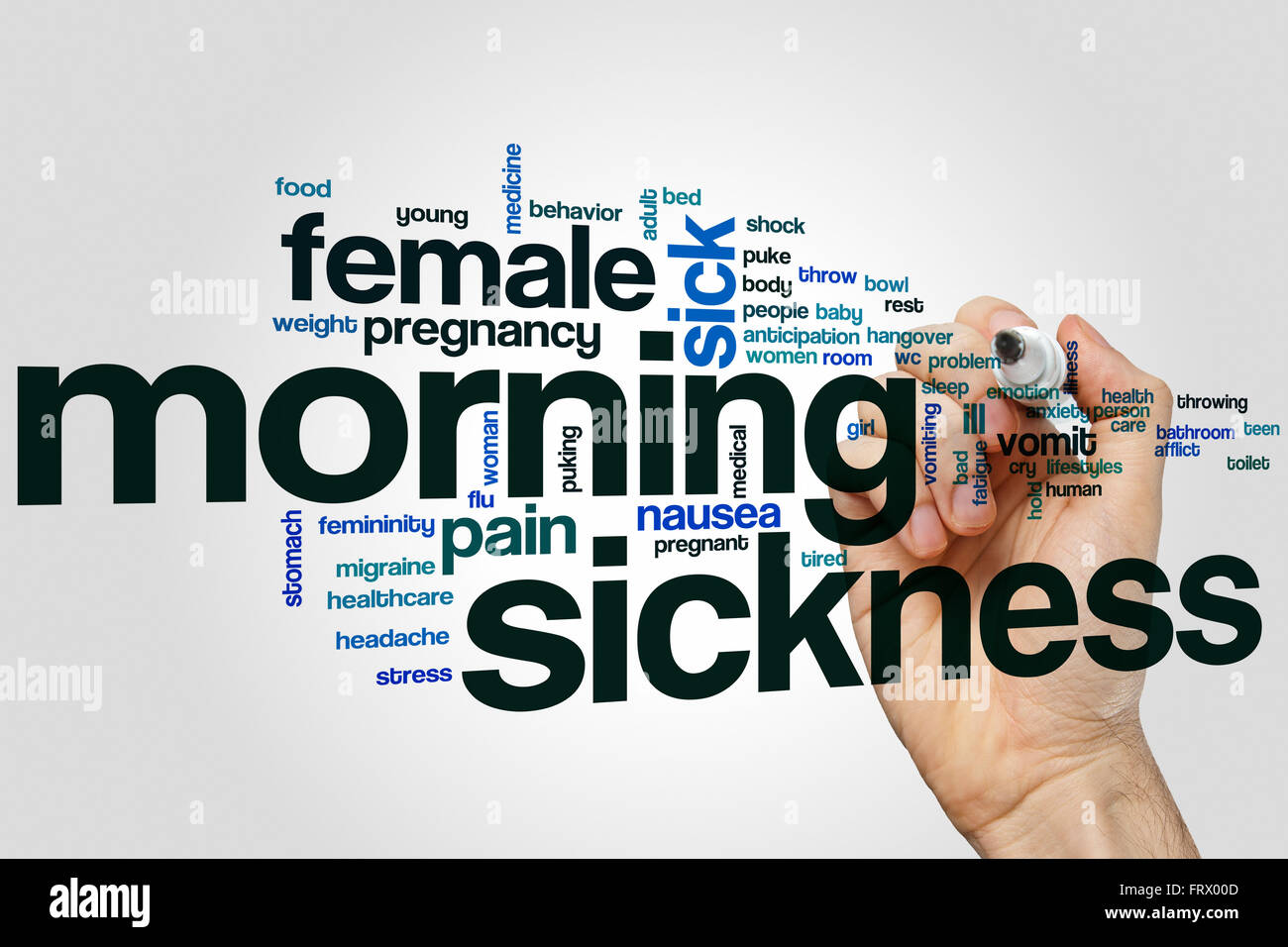 Morning sickness word cloud concept Stock Photo