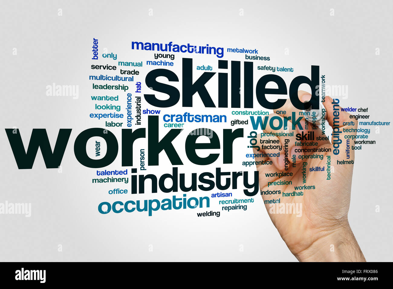 Skilled worker word cloud concept Stock Photo Alamy