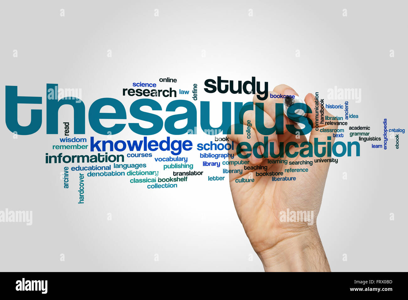 Thesaurus concept word cloud background Stock Photo Alamy