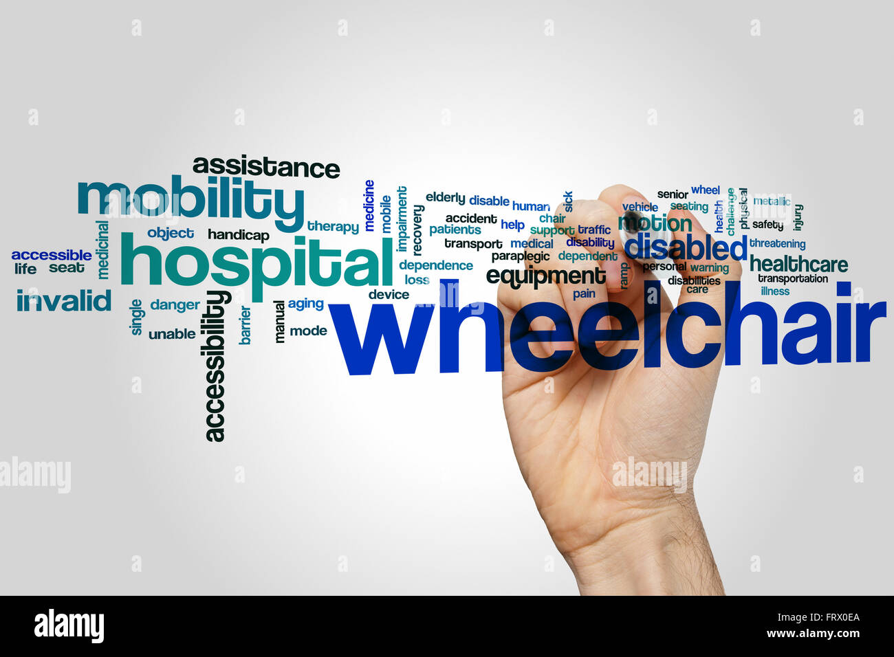 Wheelchair word cloud concept Stock Photo Alamy